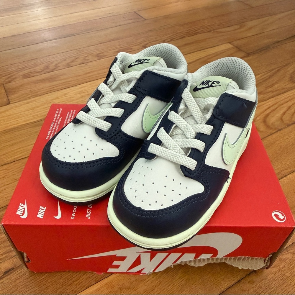 Nike Dunk Low Sail Midnight Navy Volt Tint TD Shoe Size 7C Blue FB9107 127